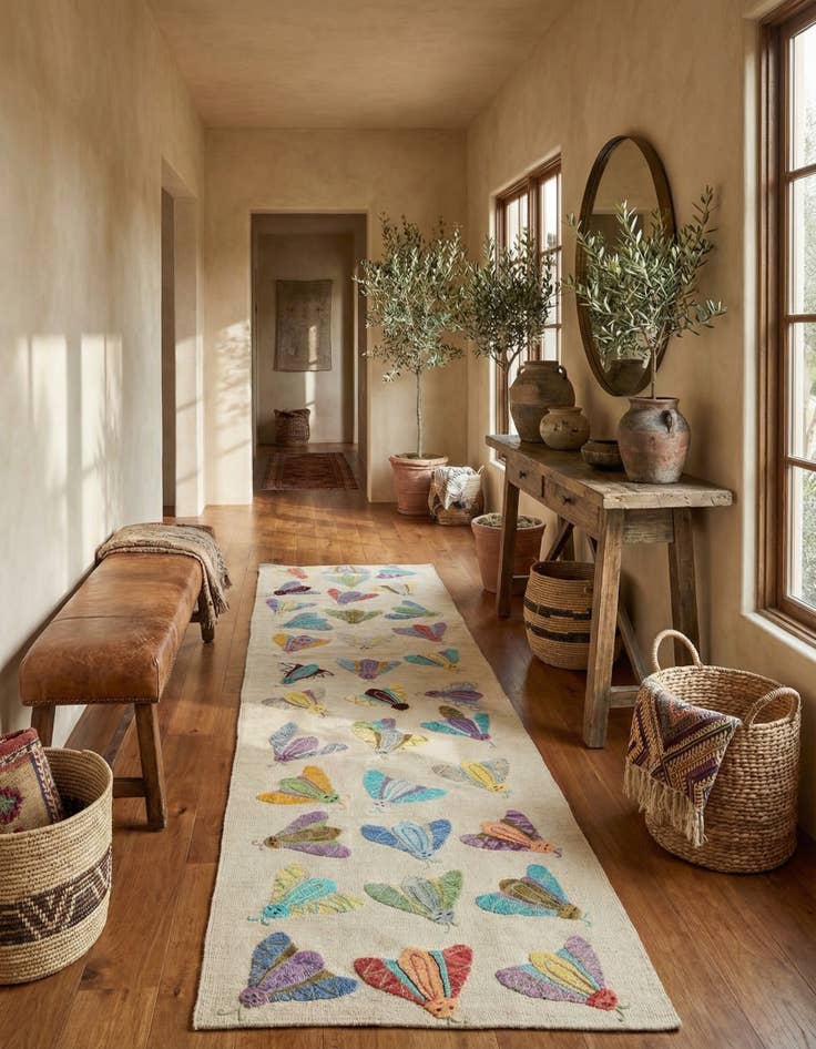 Detail image of 2' 5 x 9' 3  Hand Woven Kilim Suzani Wool Runner Rug