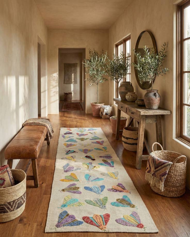 Detail image of 2' 5 x 9' 3 Hand Woven Kilim Suzani Wool Runner Rug