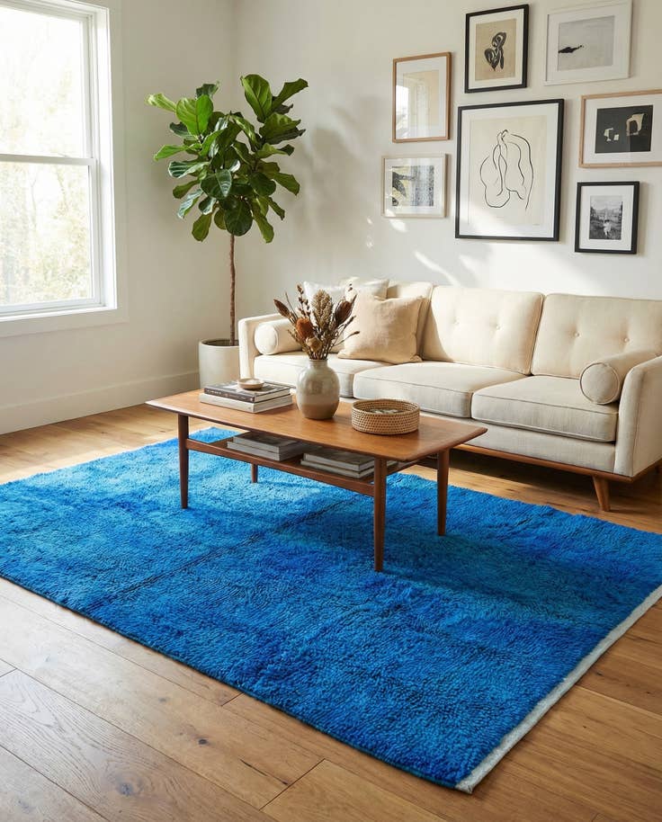 Detail image of 4' 7 x 6' 9 Hand Knotted Moroccan Wool Rug