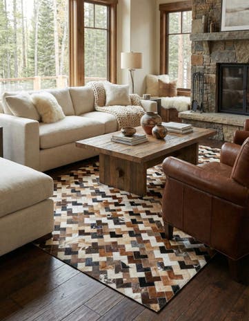5' 1 x 8' Cowhide Stocks Rug