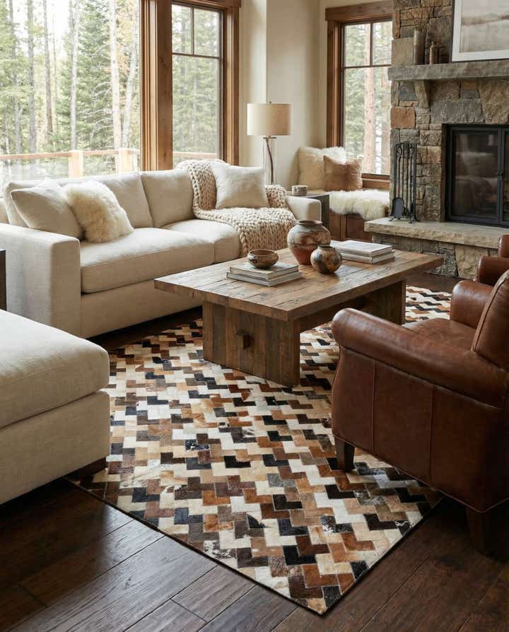 5' 1 x 8' Cowhide Stocks Rug