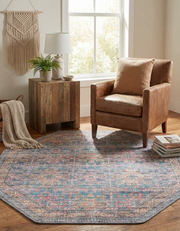 5' 3 x 5' 3 Washable Nostalgia Octagon Rug