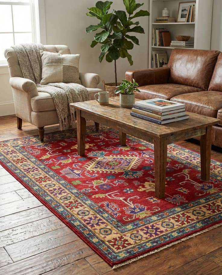 Detail image of 3' 9 x 5' 8 Hand Knotted Kazak Rug