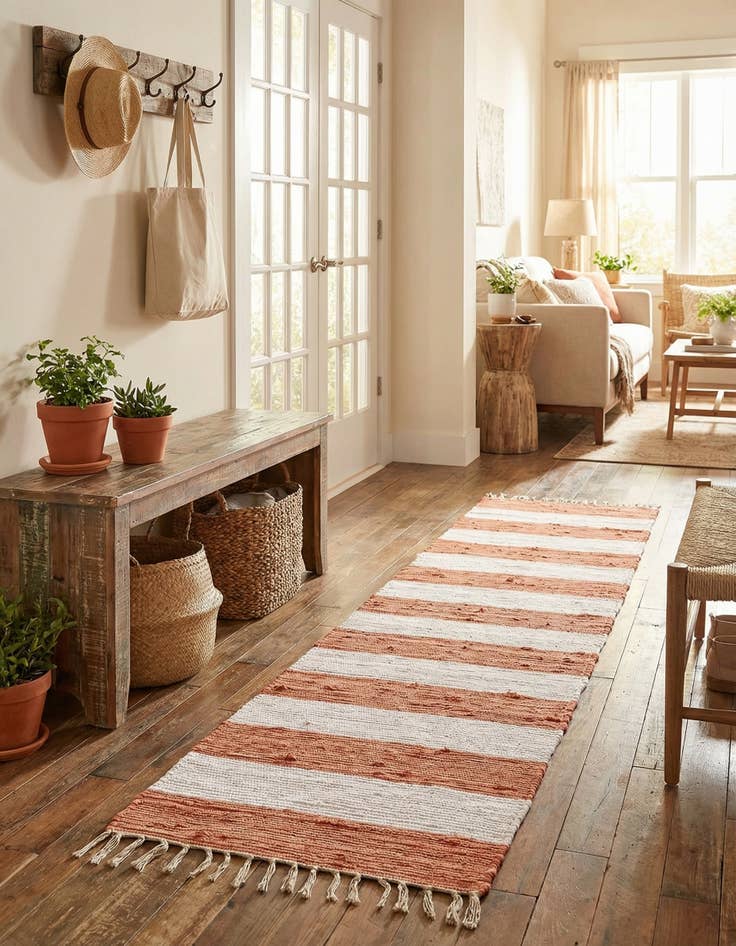 Detail image of  2' 2 x 8'  Hand Woven Chindi Rag Runner Rug