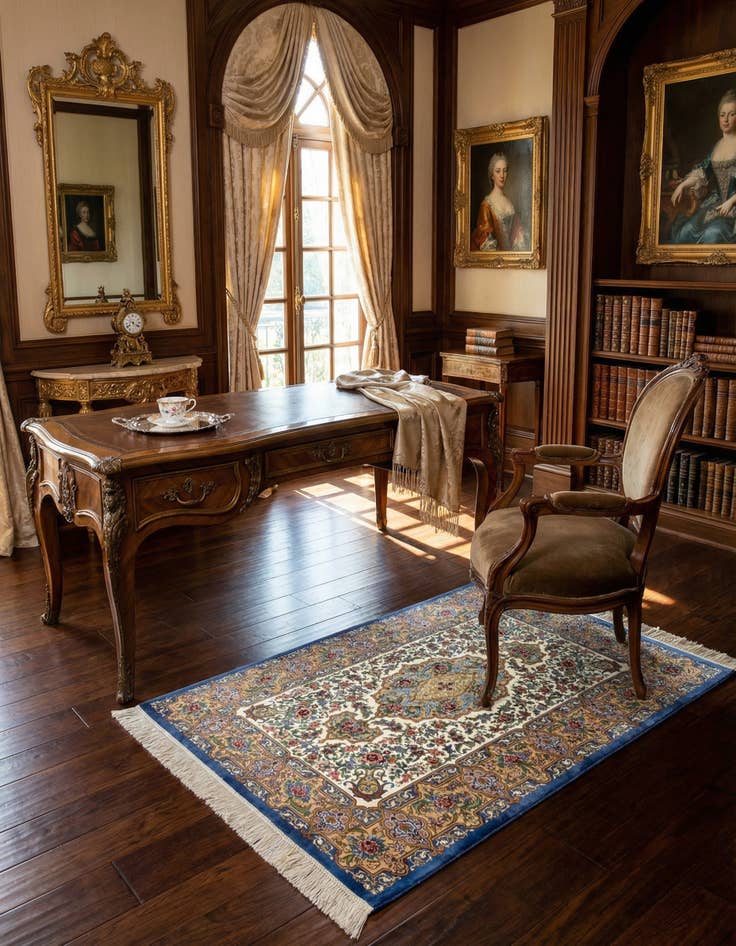 Detail image of 2' 7 x 3' 10 Ghom Silk Rug