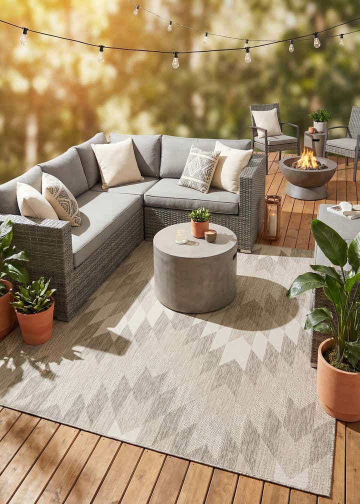 7' 10 x 7' 10 Easy-Clean Modern Indoor / Outdoor Square Rug