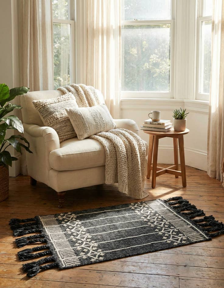 Detail image of 2' x 3' 1  Washable Eco Bohemian Indoor / Outdoor Rug