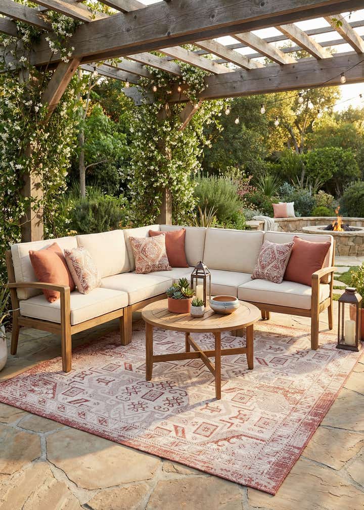 7' 10 x 7' 10 Easy-Clean Aztec Indoor / Outdoor Square Rug