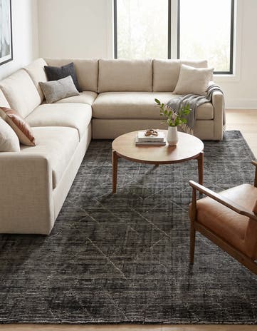 Jet Black WoolCraft Geometric Rug
