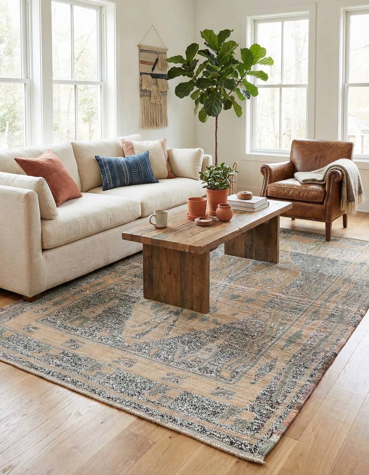 Detail image of 4' 10 x 8' 9  Hand Knotted Moroccan Wool Rug