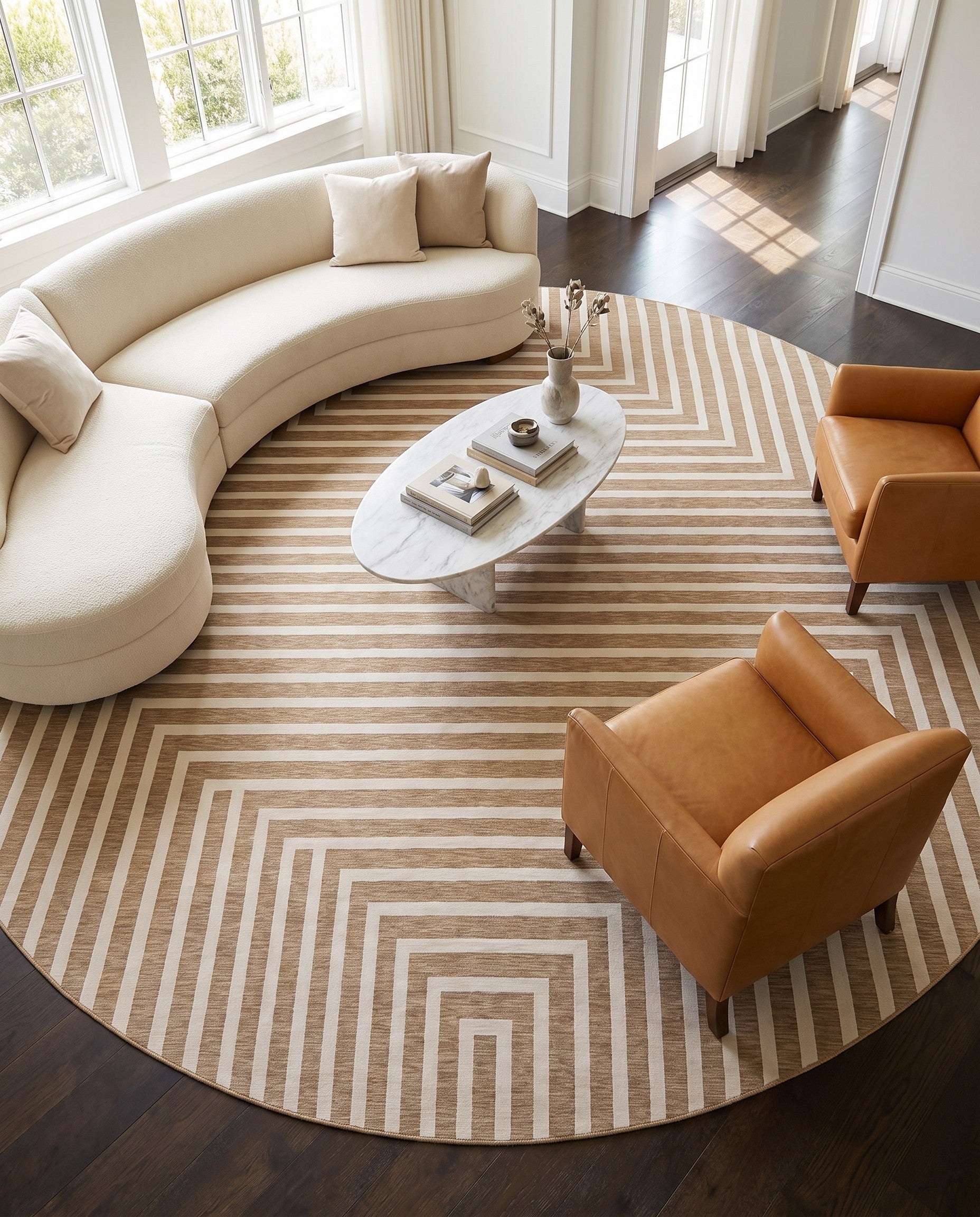 13' x 13' Easy-Clean Modern Indoor / Outdoor Round Rug