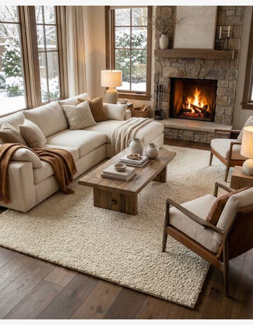 Moroccan Ivory Hand Woven Haka Deluxe Shag Rug