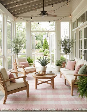 10' x 14' Easy-Clean Eco Plaid Washable Indoor / Outdoor Rug
