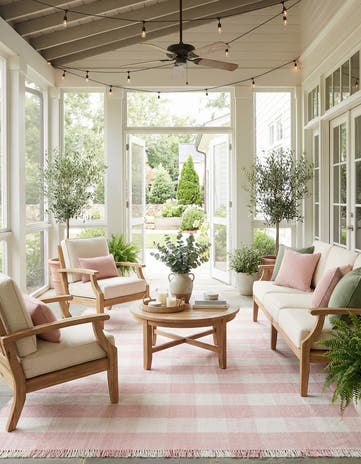 10' x 14' Easy-Clean Eco Plaid Washable Indoor / Outdoor Rug