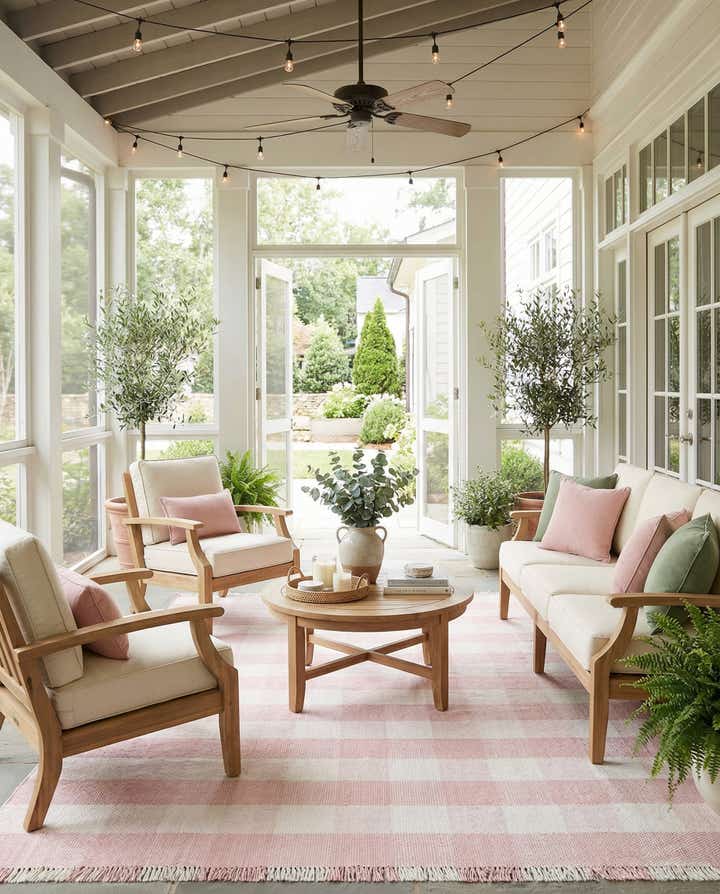 10' x 14' Easy-Clean Eco Plaid Washable Indoor / Outdoor Rug
