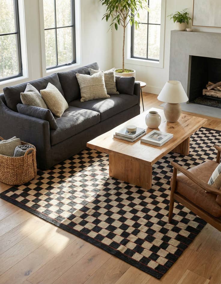 Detail image of 5' 8 x 7' 7 Hand Woven Kilim Modern Wool Rug