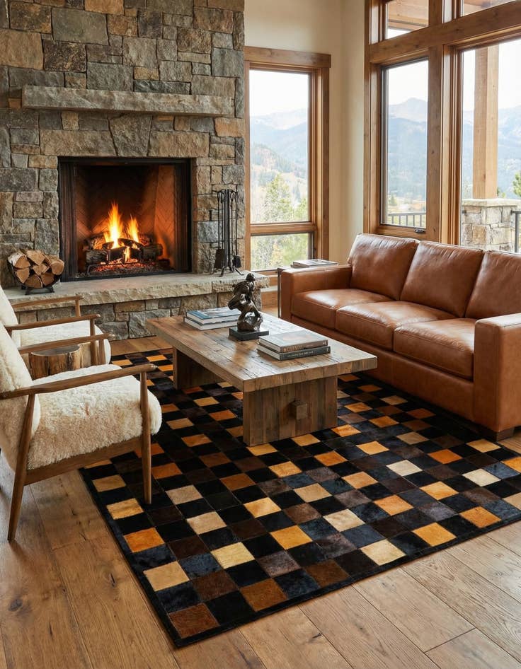 Detail image of 5' 2 x 8' Cowhide - Patchwork Rug