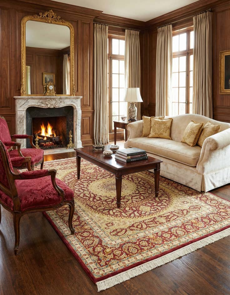 Detail image of 4' 4 x 6' 7 Ghom Silk Rug