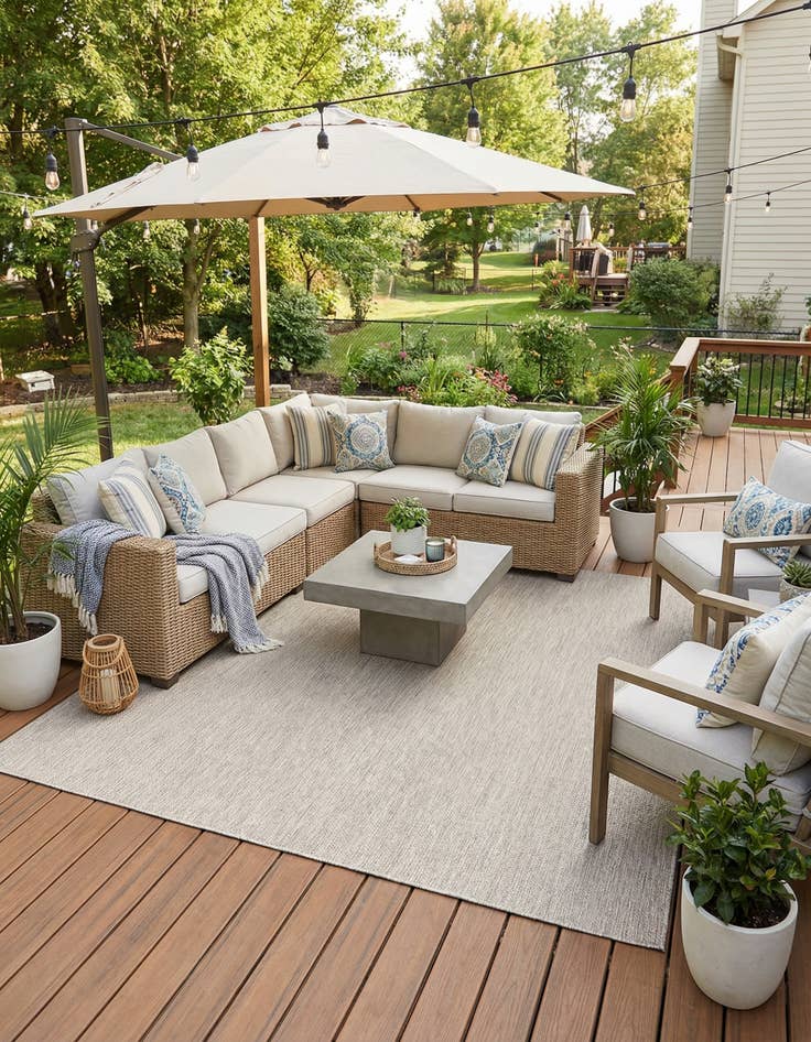 Detail image of 13' x 13'  Washable Solid Indoor / Outdoor Square Rug