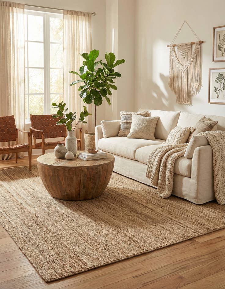 Detail image of  9' x 12' 2  Hand Braided Jute Rug