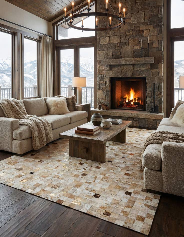 Detail image of 8' x 9' 9 Cowhide Stocks Rug