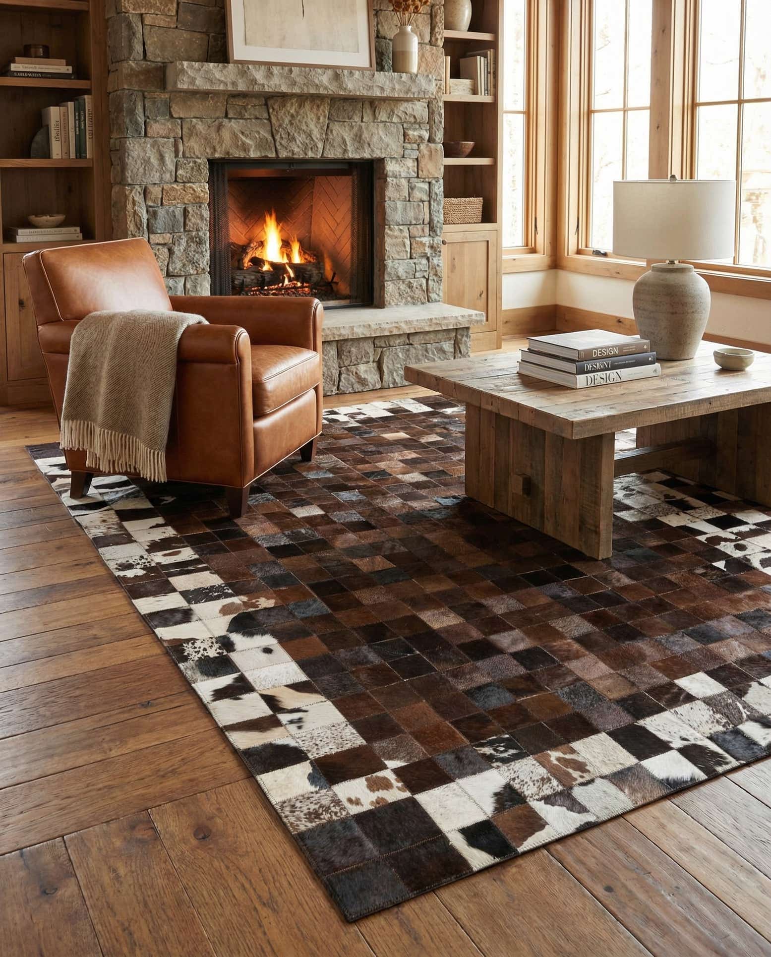 5' x 8' Cowhide Leather Rug