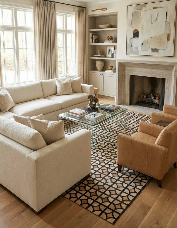 Detail image of 8' 1 x 10' Cowhide Leather Rug