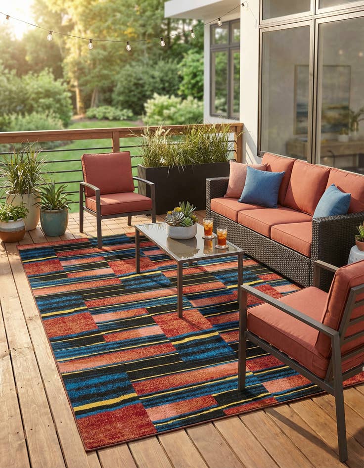 Detail image of 9' x 12'  Washable Modern Indoor / Outdoor Rug