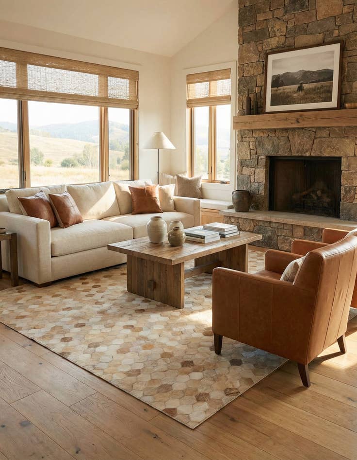 Detail image of 4' 8 x 6' 8 Cowhide Stocks Rug