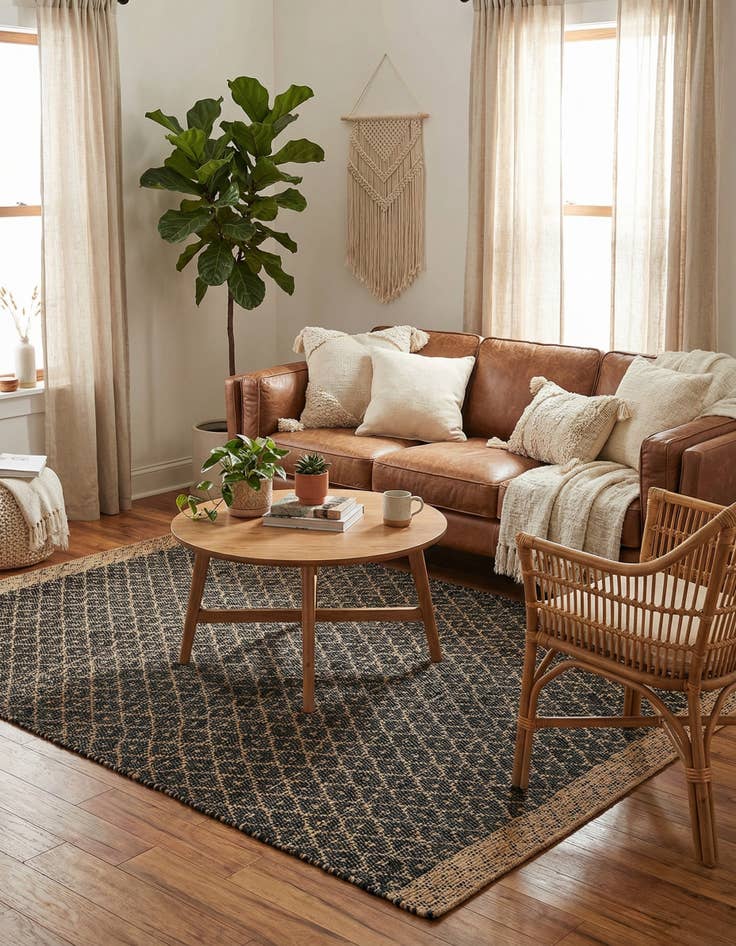 Detail image of  8' x 10'  Hand Woven Chindi Trellis Rug