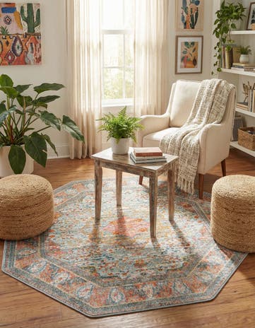 Light Blue Havana Octagon Rug