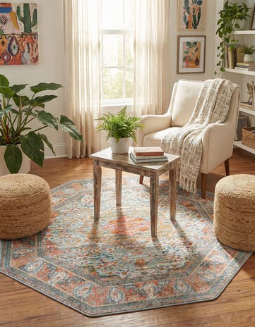 Light Blue Havana Octagon Rug