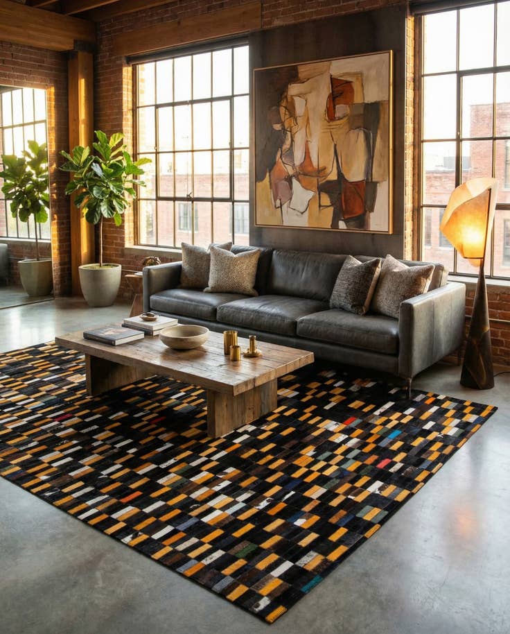 Detail image of 5' 2 x 7' 11 Cowhide - Patchwork Rug