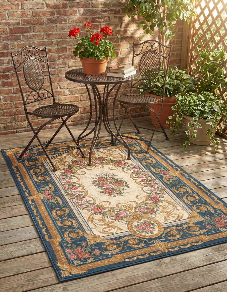 Detail image of 4' x 6'  Washable Traditional Indoor / Outdoor Rug