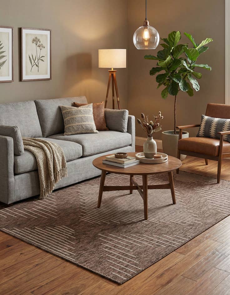 Detail image of  5' 3 x 8'  Washable Modern Indoor / Outdoor Rug