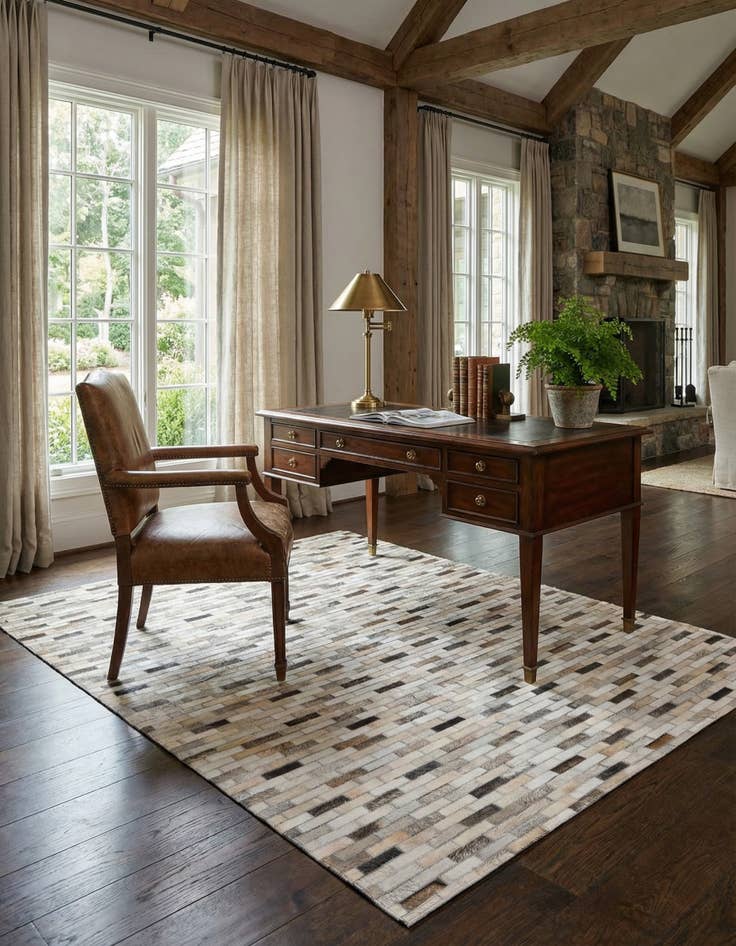 Detail image of 4' x 5' 11 Cowhide Stocks Rug