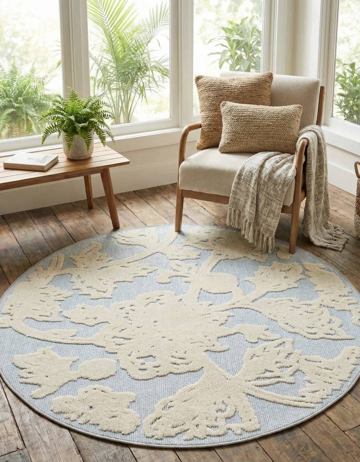 Detail image of 5' 3 x 5' 3  Washable Aruba Indoor / Outdoor Round Rug
