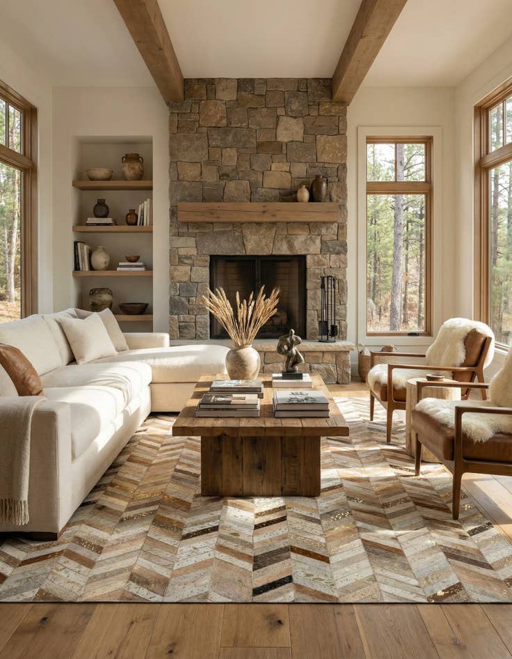 Detail image of 5' 1 x 8' 1 Cowhide - Patchwork Rug