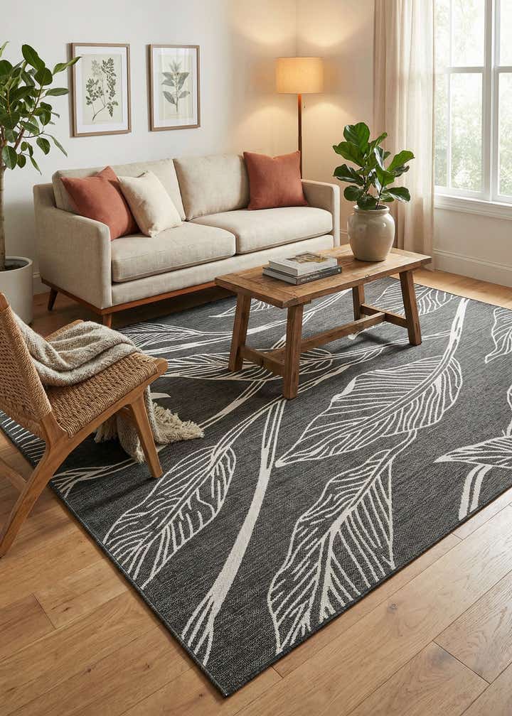 7' x 10' Easy-Clean Botanical Indoor / Outdoor Rug
