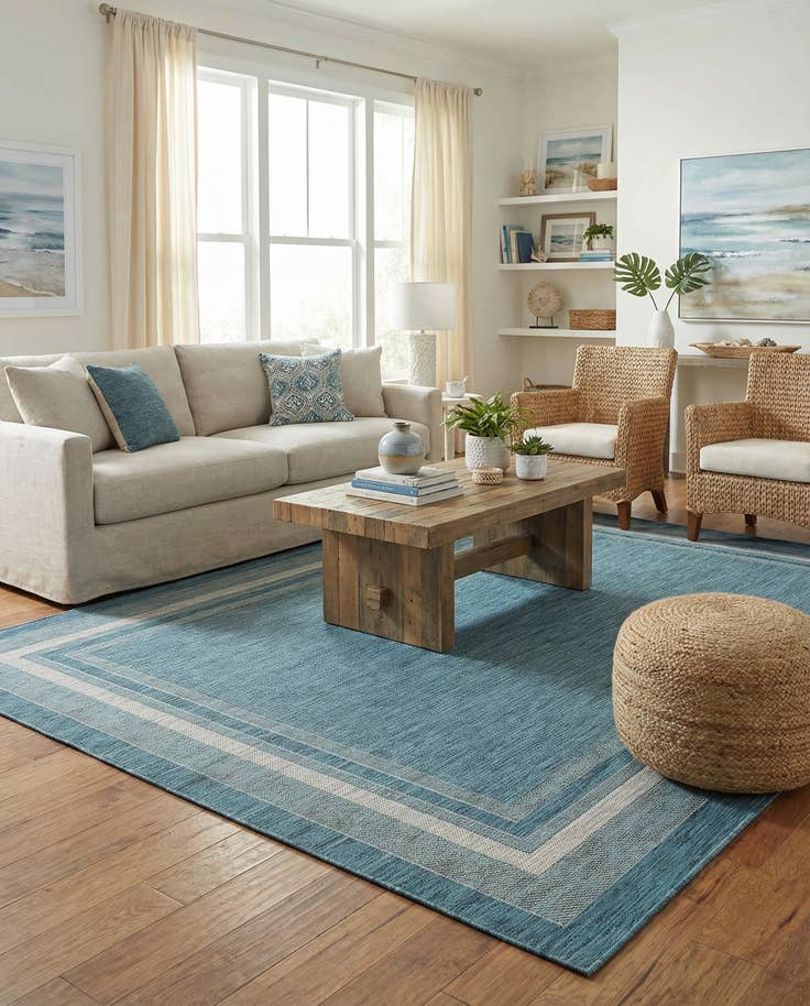 Detail image of 7' x 10' Easy-Clean Border Indoor / Outdoor Rug