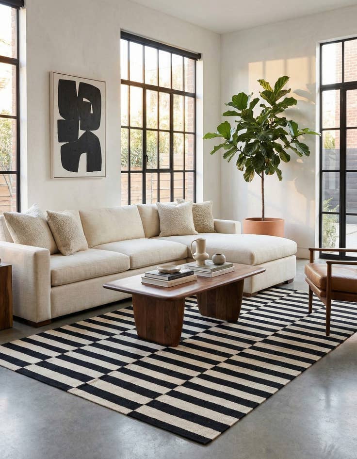 Detail image of 5' 6 x 7' 9 Hand Woven Kilim Modern Wool Rug