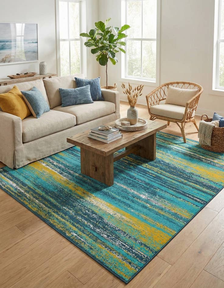 Detail image of 7' 10 x 7' 10 Easy-Clean Coastal Indoor / Outdoor Square Rug
