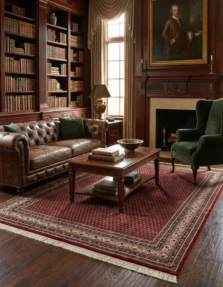 Detail image of  5' 8 x 7' 9  Hand Knotted Mir Wool Rug