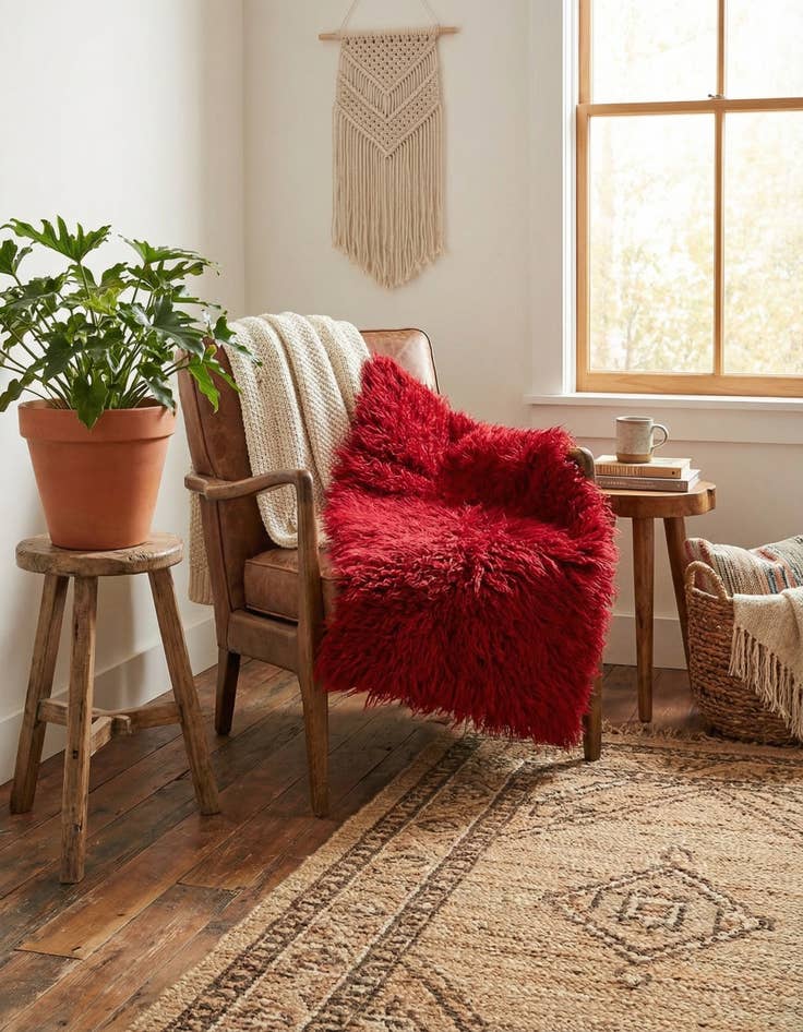 Detail image of  2' 4 x 4' 5  Hand Knotted Moroccan Wool Rug