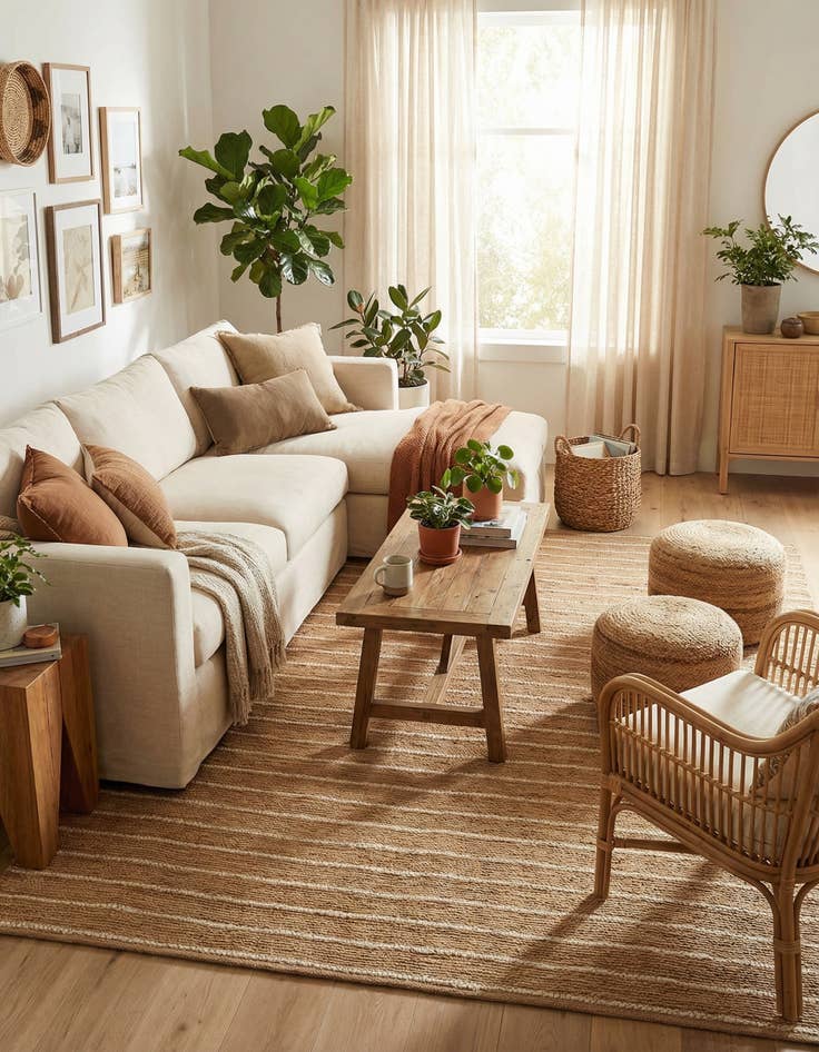 Detail image of 7' 10 x 10'  Hand Braided Laurel Handwoven Jute Rug