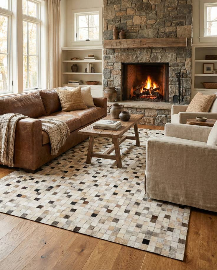 Detail image of 5' x 7' 11 Cowhide Stocks Rug