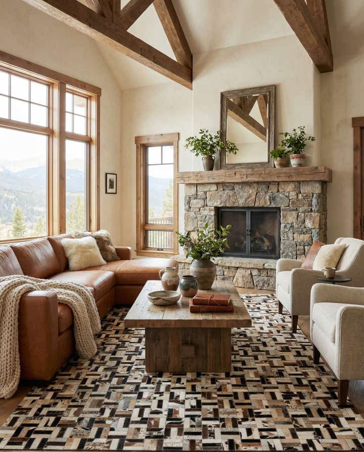 5' 1 x 8' Cowhide - Patchwork Rug