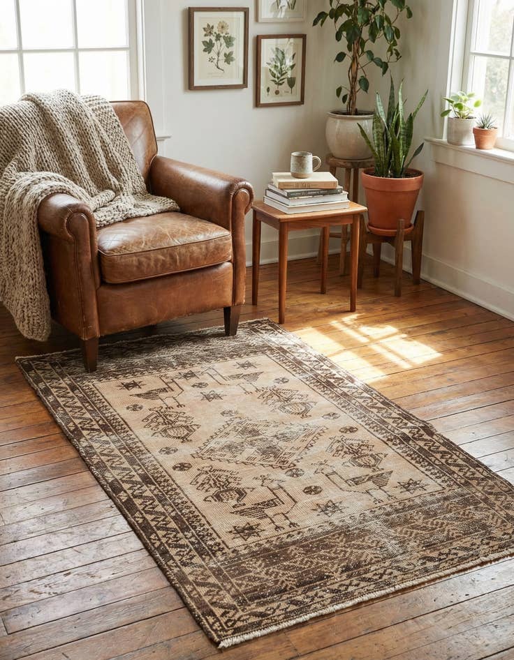 Detail image of 2' 6 x 4' 3  Hand Knotted Ultra Vintage Persian Wool Rug