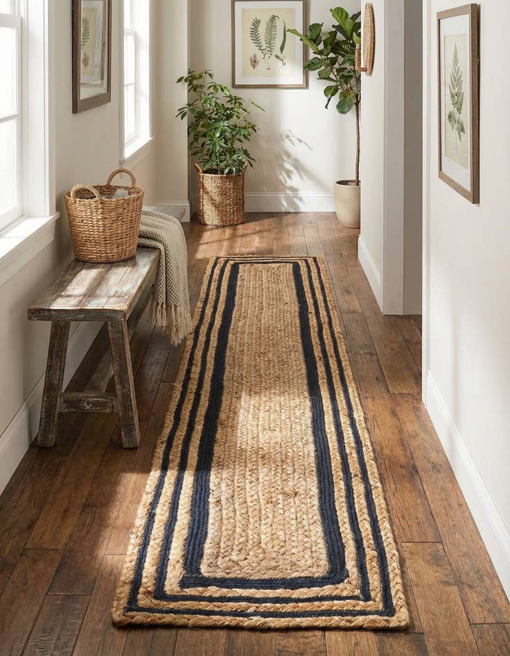 Detail image of  1' 2 x 8'  Hand Braided Jute Table Runner Rug