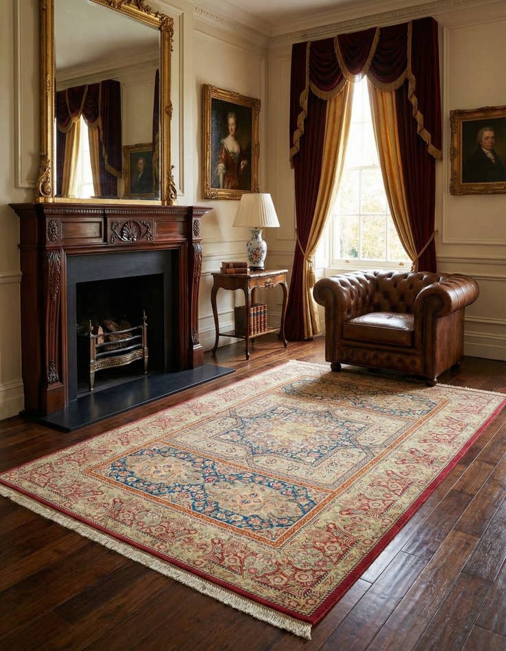 Detail image of  3' 5 x 5' 2 Ghom Silk Rug